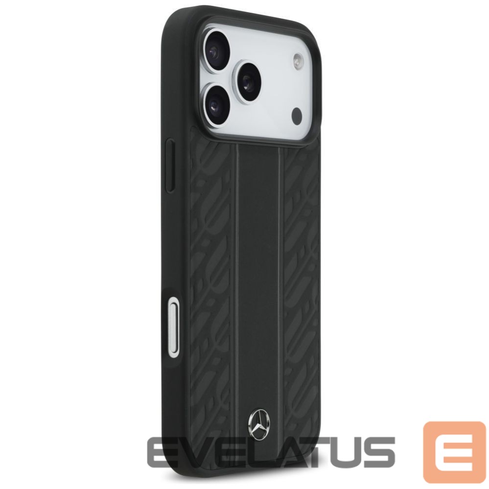 Другие товары Mercedes-Benz Mercedes Leather Laurel Leaves Stripes MagSafe Case for iPhone 17 Pro Max - Black