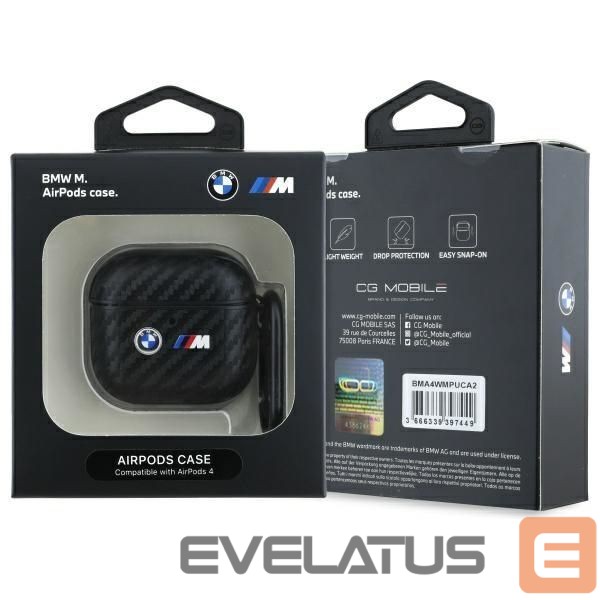 Другие товары BMW BMW Carbon Double Metal Logo Case for AirPods 4 - Black