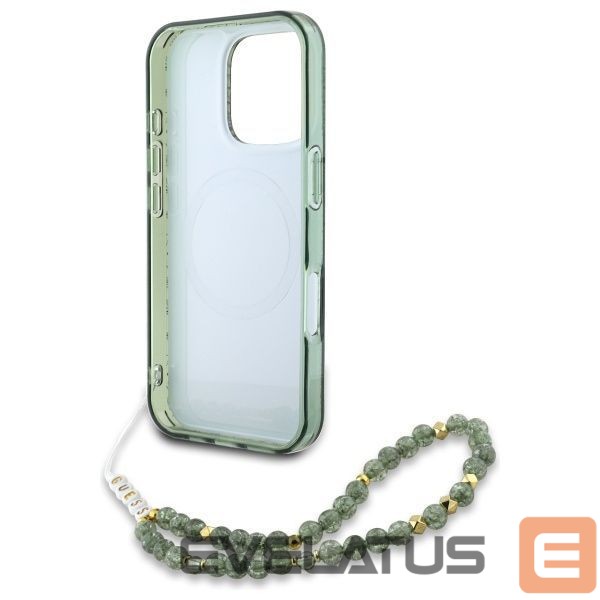 Другие товары Guess Guess IML Flowers Allover Electro With Pearl Strap MagSafe case for iPhone 16 Pro Max - green