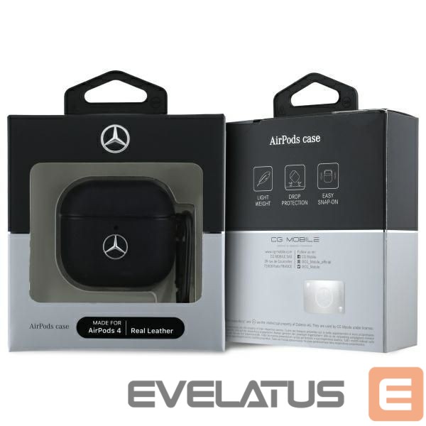 Другие товары Mercedes-Benz Mercedes MEA4CSLBK AirPods 4 cover black/black Leather Metal Logo