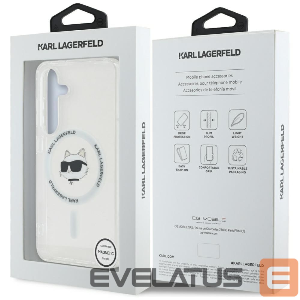 Другие товары Karl Lagerfeld Case Karl Lagerfeld Button Choupette Head Printed Logo MagSafe Samsung Galaxy S25 Plus white