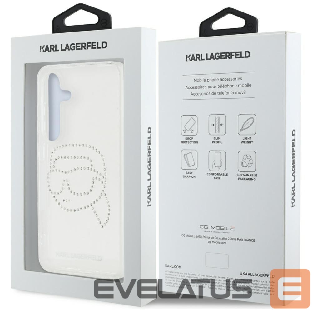 Другие товары Karl Lagerfeld Case Karl Lagerfeld Rhinestones Karl Head Logo Samsung Galaxy S25 transparent