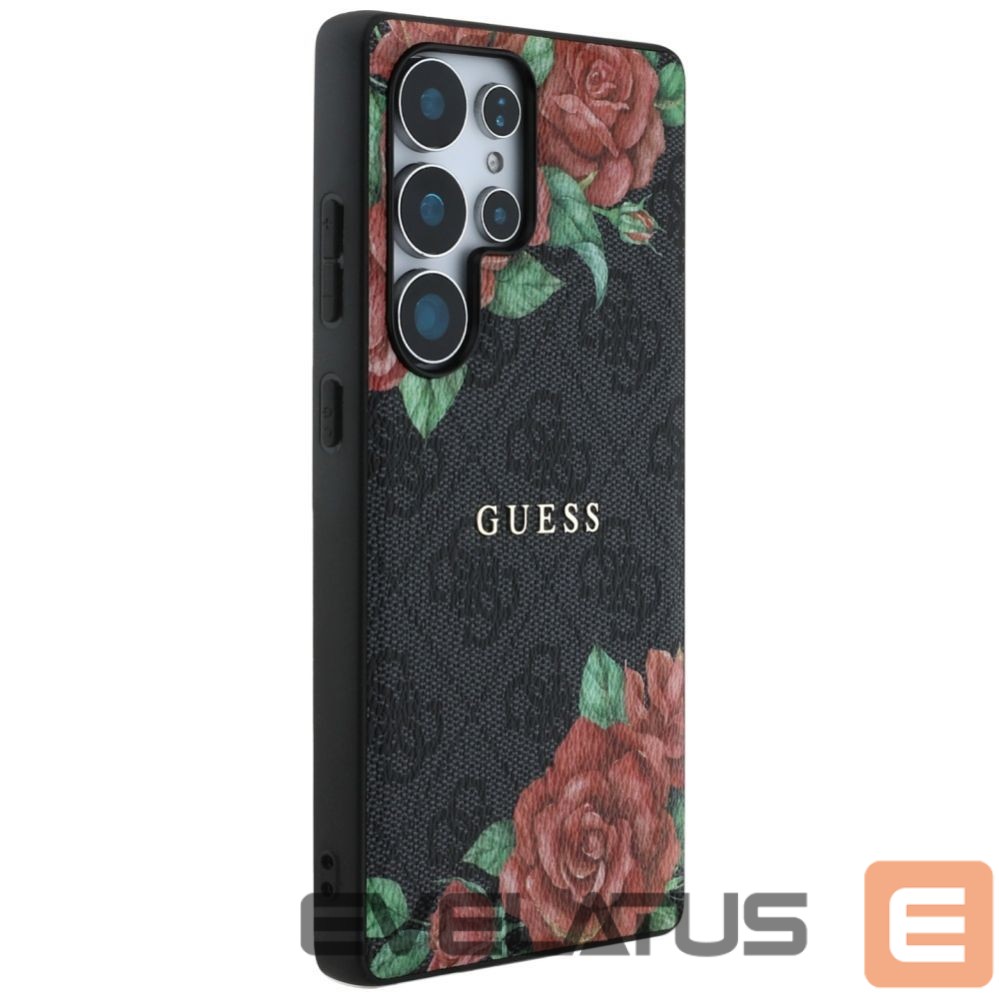 Другие товары Guess Guess Leather 4G Flowers Print Metal Classic Logo MagSafe Case for Samsung Galaxy S25 Ultra - Black