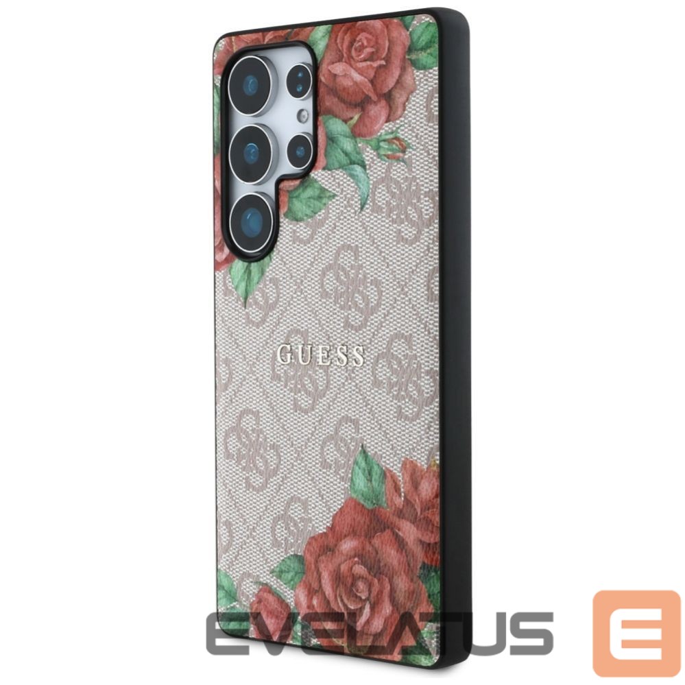 Другие товары Guess Guess Leather 4G Flowers Print Metal Classic Logo MagSafe Case for Samsung Galaxy S25 Ultra - Pink