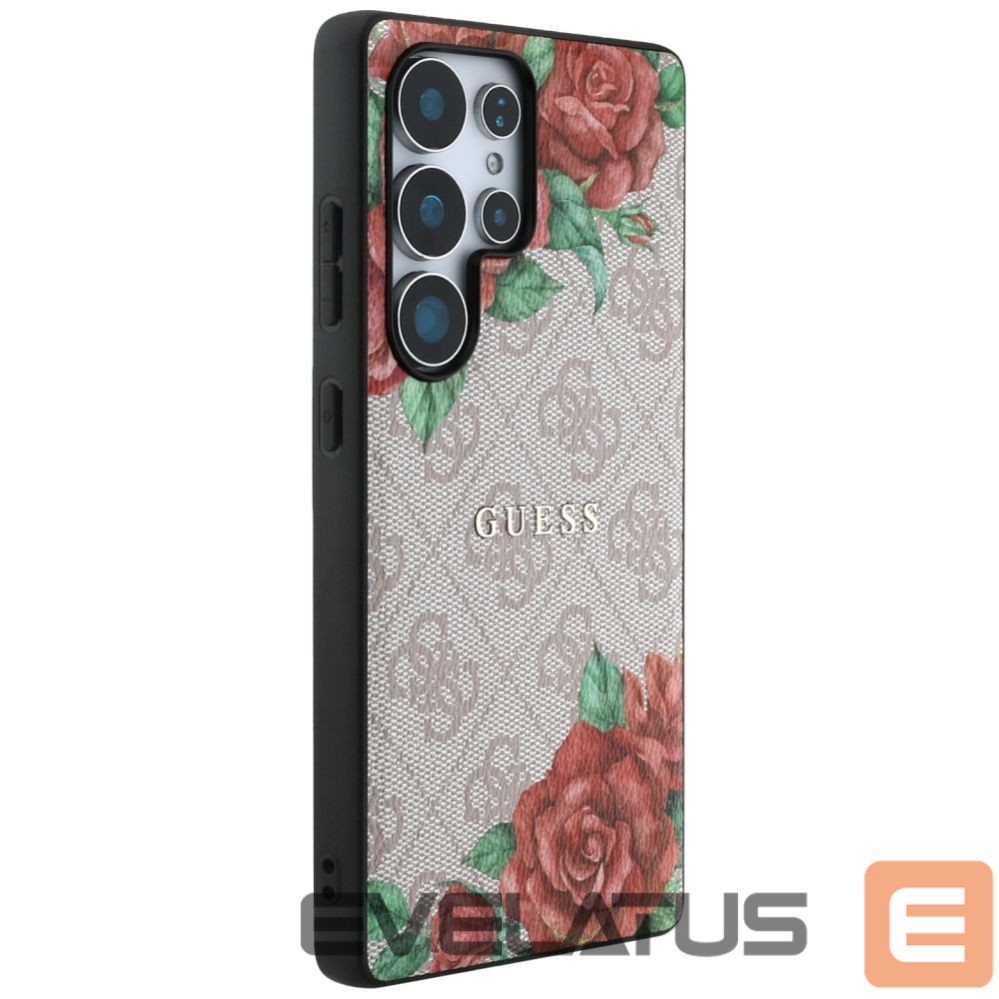 Другие товары Guess Guess Leather 4G Flowers Print Metal Classic Logo MagSafe Case for Samsung Galaxy S25 Ultra - Pink