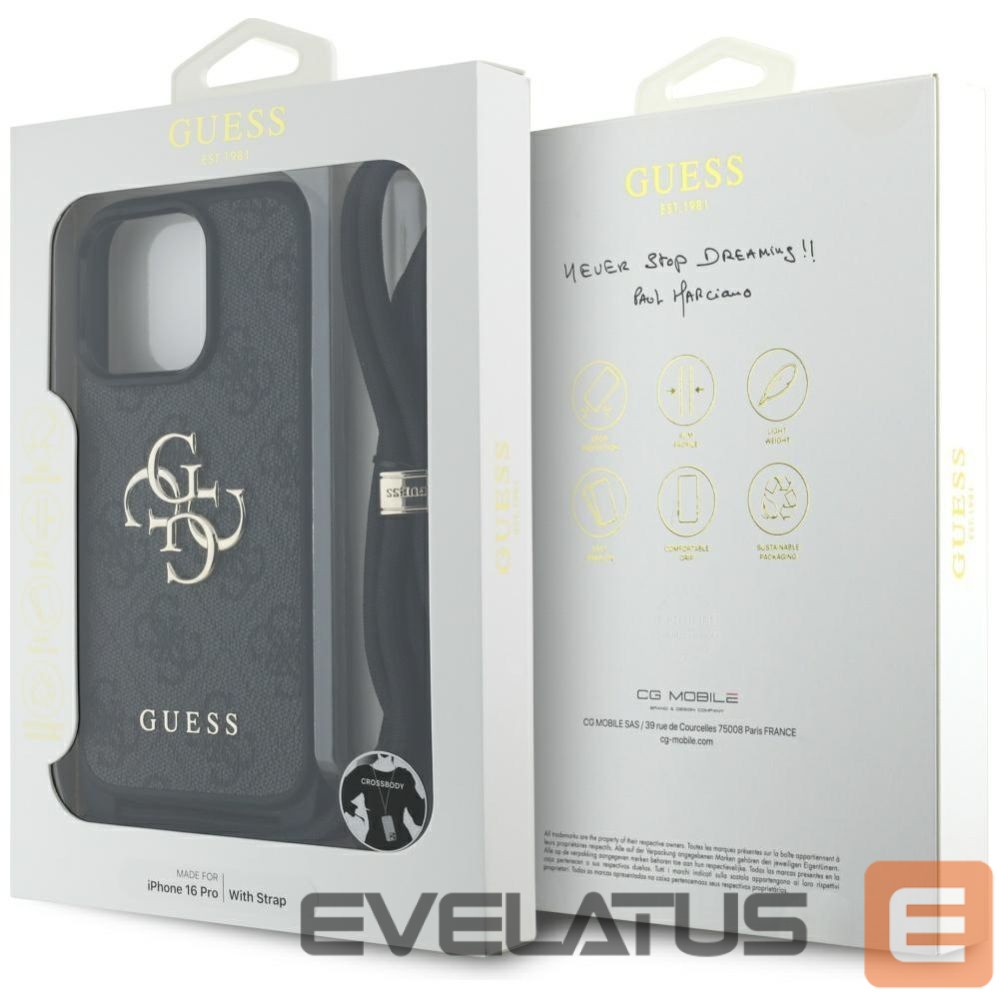 Другие товары Guess Guess 4G Big Logo Cord Stap Crossbody Case for iPhone 16 Pro Black
