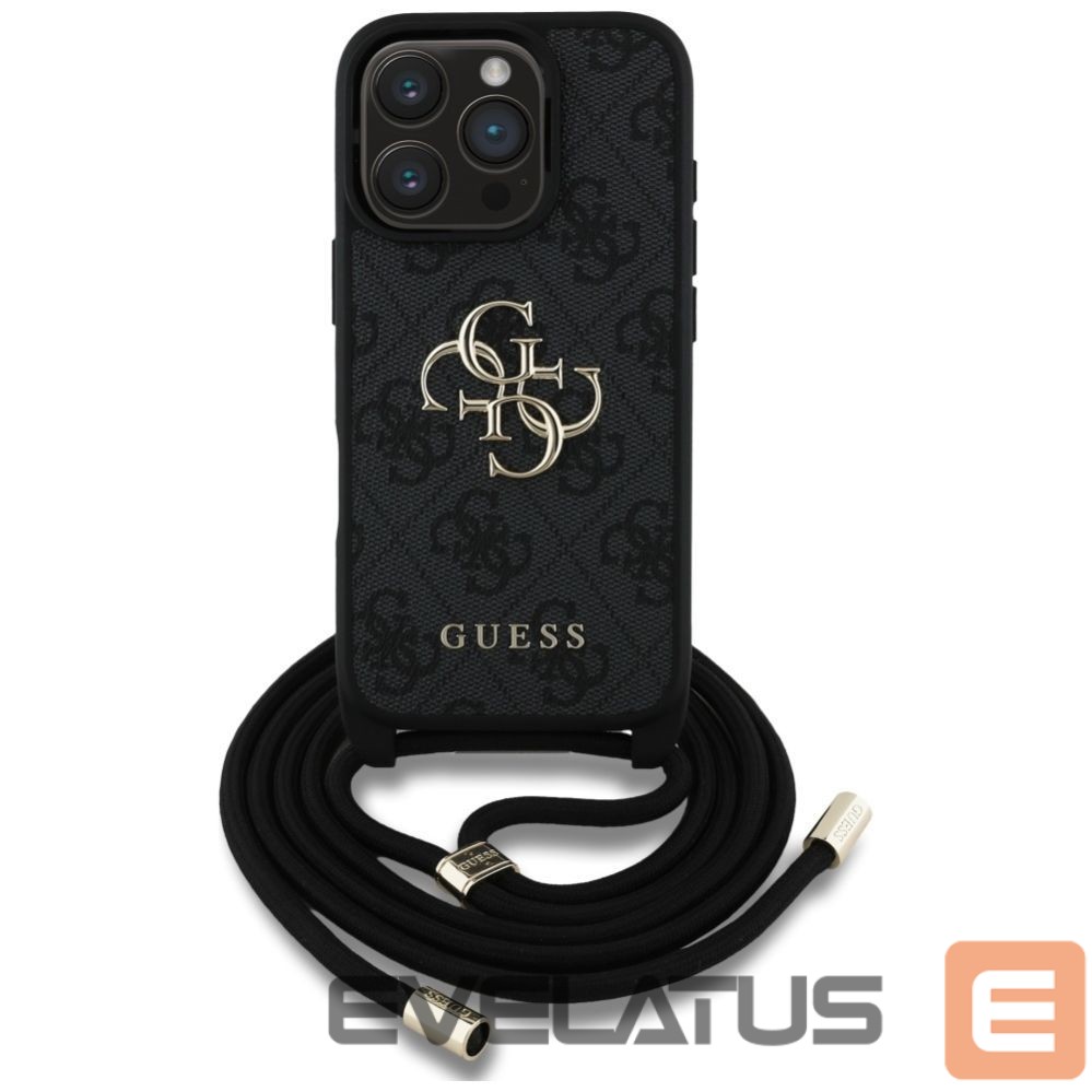 Другие товары Guess Guess 4G Big Logo Cord Stap Crossbody Case for iPhone 16 Pro Black