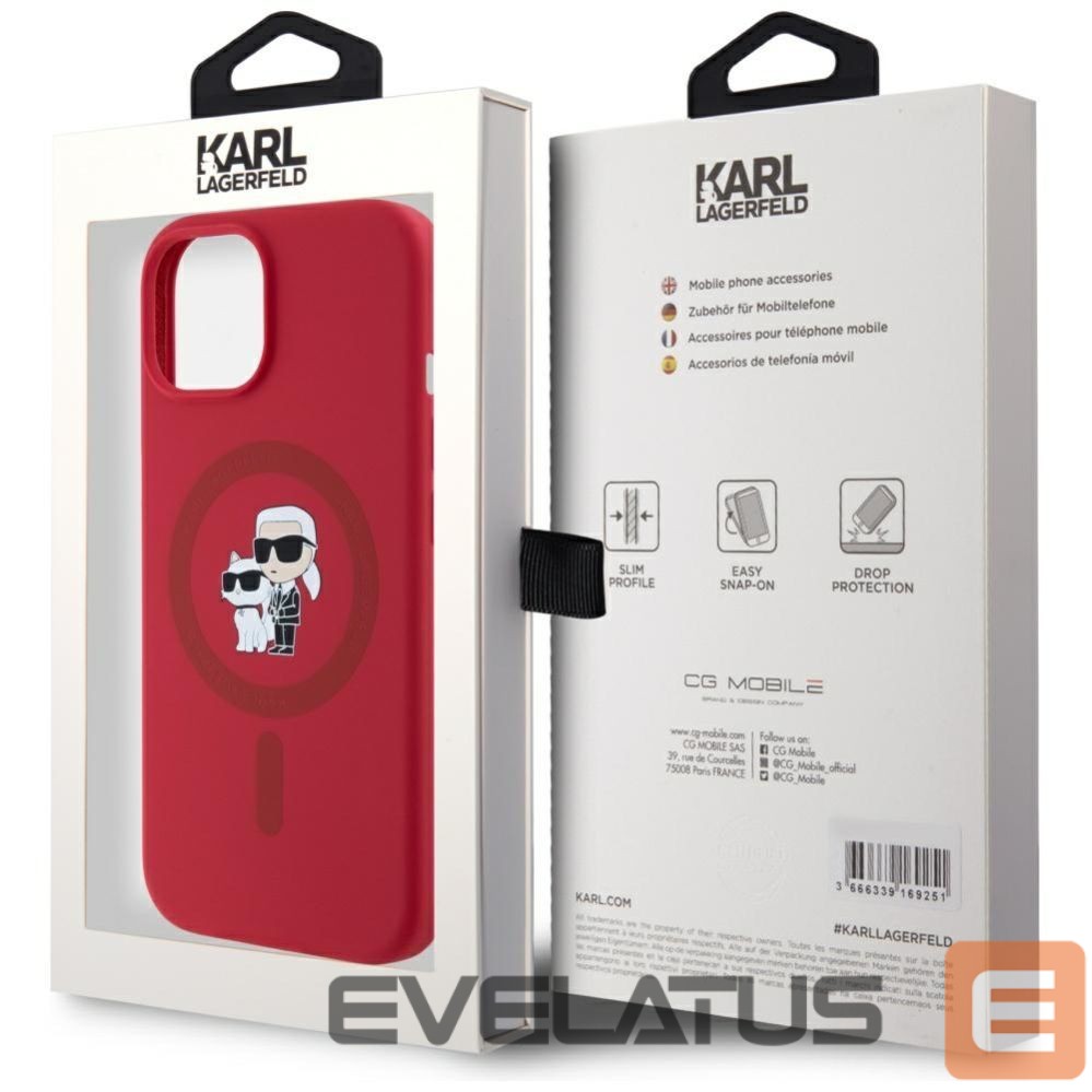 Другие товары Karl Lagerfeld Karl Lagerfeld Silicone Karl&Choupette Heads Ring MagSafe iPhone 15 Case - Red