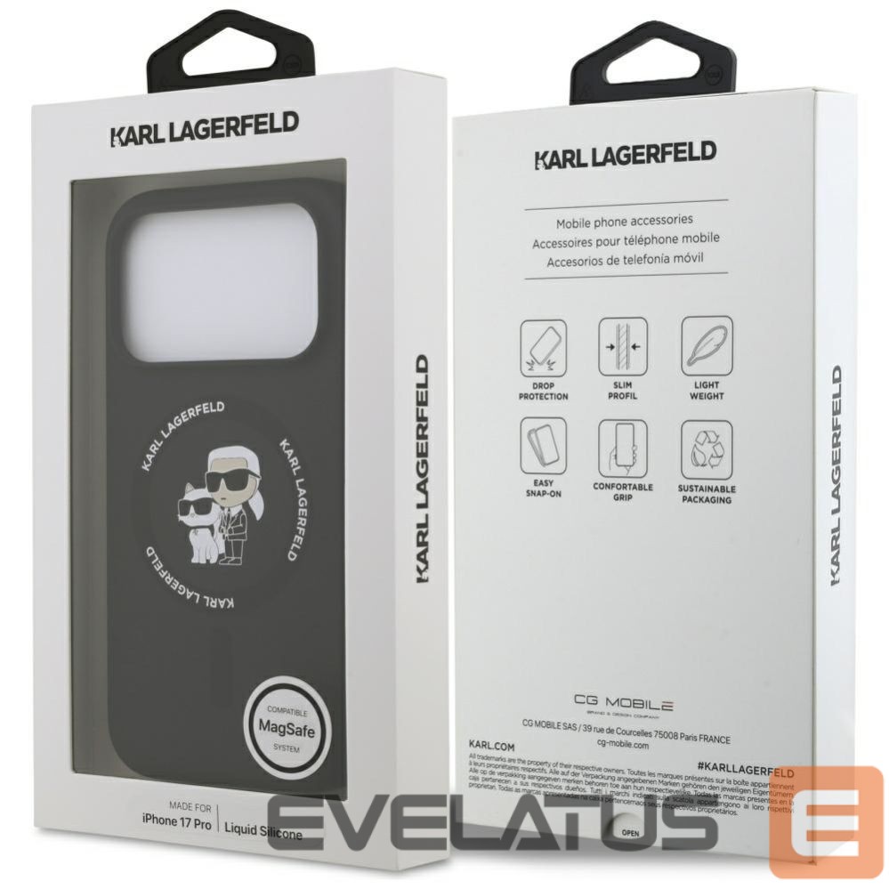 Другие товары Karl Lagerfeld Karl Lagerfeld Silicone Karl&Choupette Ring MagSafe Case for iPhone 17 Pro - Black