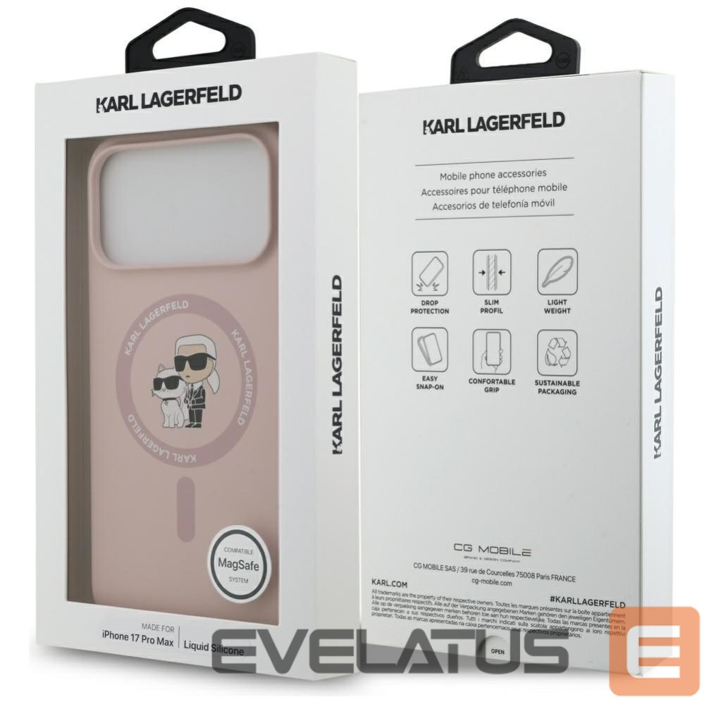 Другие товары Karl Lagerfeld Karl Lagerfeld Silicone Karl&Choupette Ring MagSafe Case for iPhone 17 Pro Max - Pink