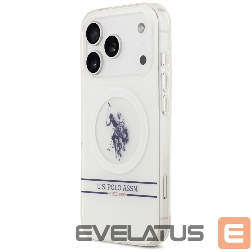 Другие товары U.S. Polo PU US Polo DH and Bottom Stripe Logo MagSafe Case for iPhone 17 Pro - White