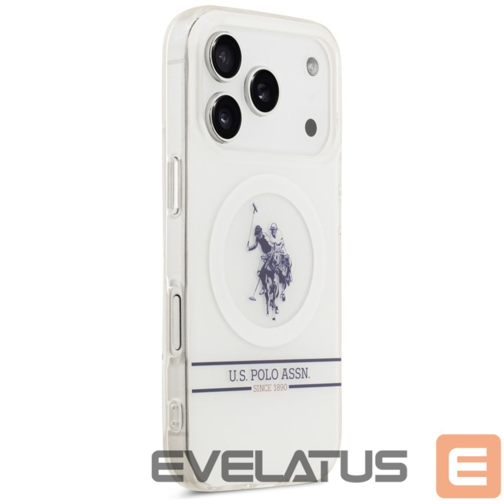 Другие товары U.S. Polo PU US Polo DH and Bottom Stripe Logo MagSafe Case for iPhone 17 Pro - White
