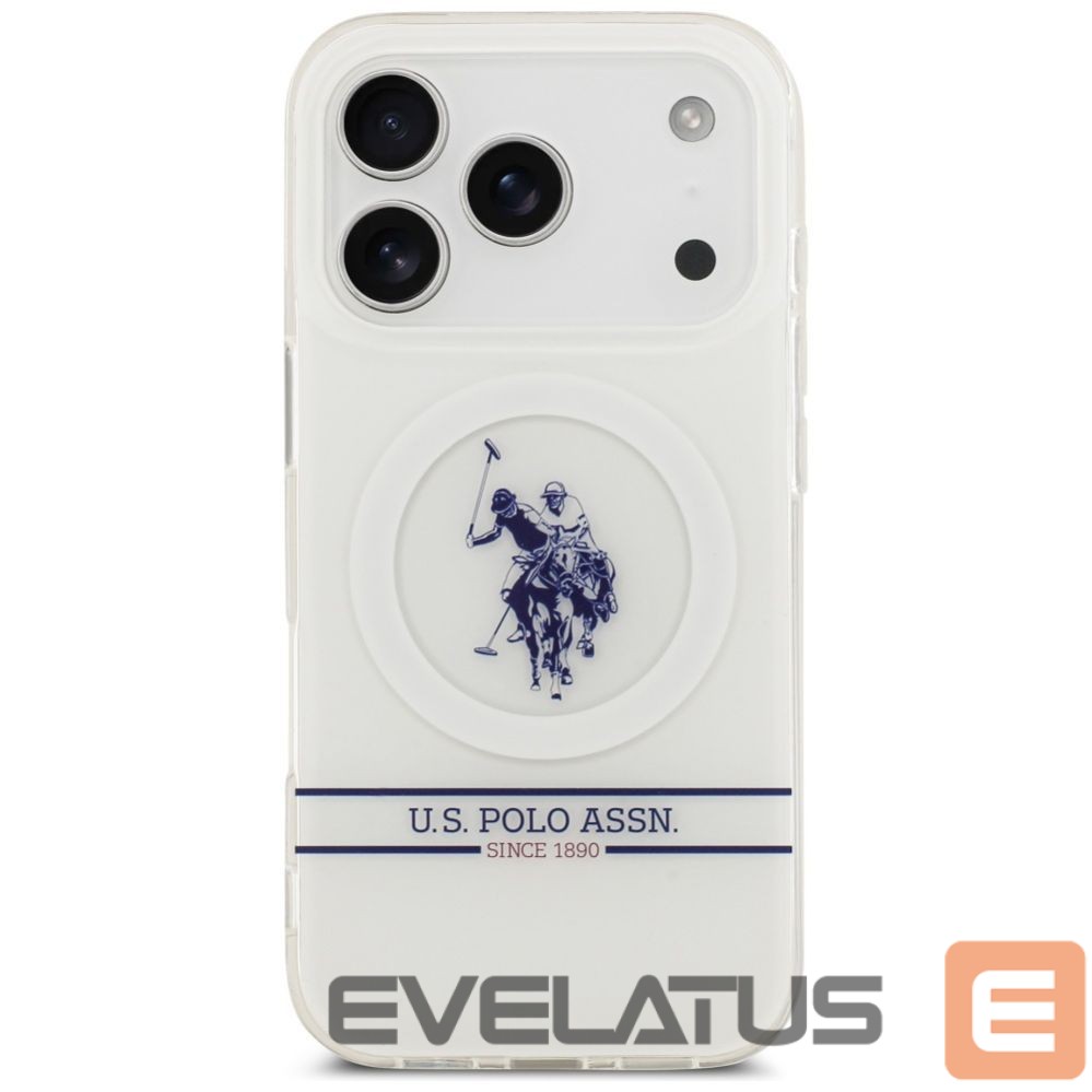 Другие товары U.S. Polo PU US Polo DH and Bottom Stripe Logo MagSafe Case for iPhone 17 Pro - White