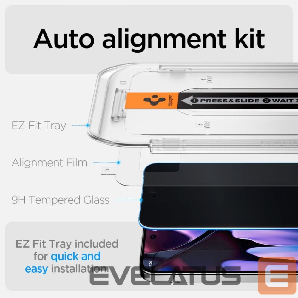 Другие товары Spigen Spigen Glas.TR "Ez Fit" Privacy HD 2-pack privacy glass for Google Pixel 9 / 9 Pro