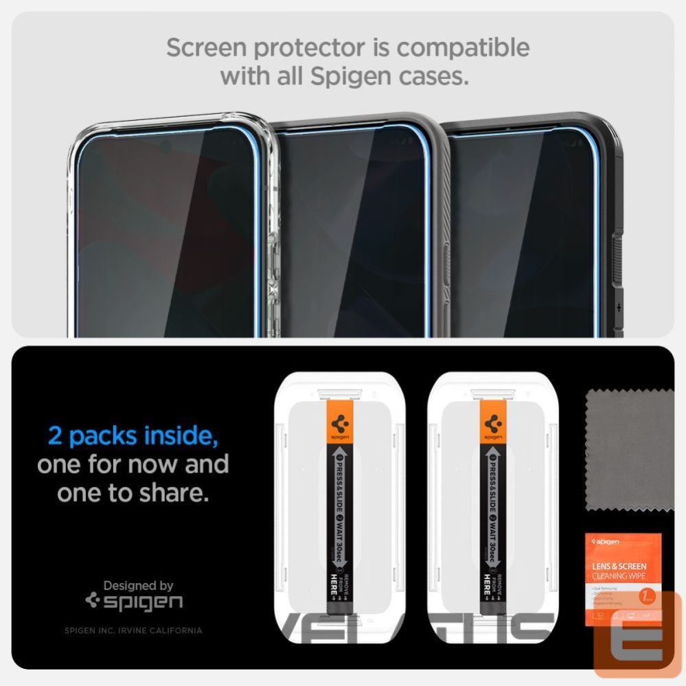 Другие товары Spigen Spigen Glas.TR "Ez Fit" Privacy HD 2-pack privacy glass for Google Pixel 9 / 9 Pro