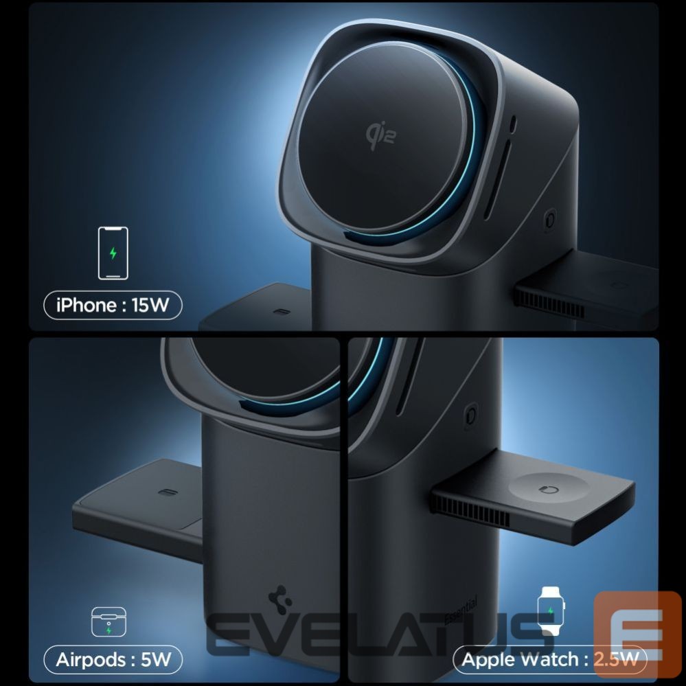 Другие товары Spigen Spigen Essential EF223MS 3-in-1 QI2 Wireless Charger - Black
