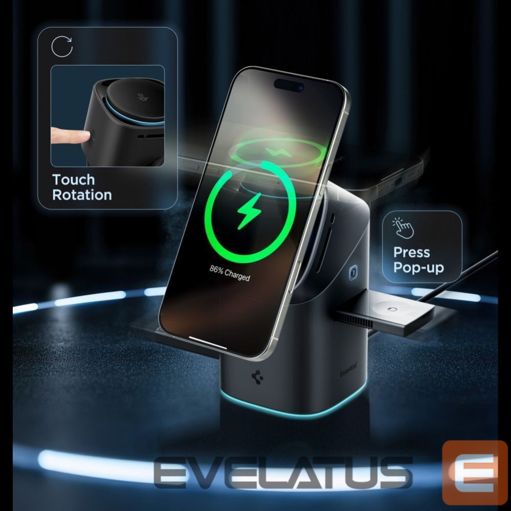 Другие товары Spigen Spigen Essential EF223MS 3-in-1 QI2 Wireless Charger - Black