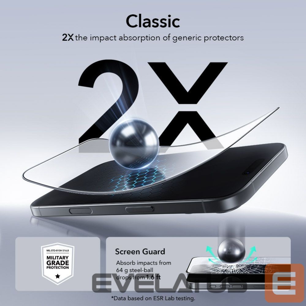 Другие товары ESR ESR UltraFit Tempered Glass 2-pack for iPhone 16 Pro / 17 - transparent