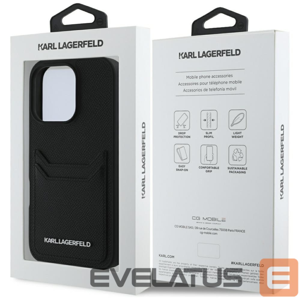Другие товары Karl Lagerfeld Karl Lagerfeld HC Grained PU Cardslot Metal Elong Case for iPhone 16 Pro Max - Black