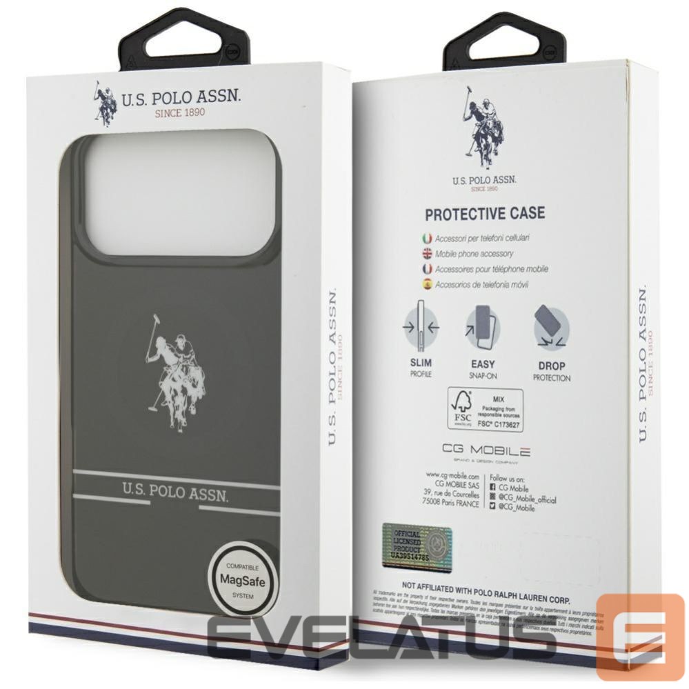 Другие товары U.S. Polo PU US Polo DH and Bottom Stripe Logo MagSafe Case for iPhone 17 Pro Max - Black