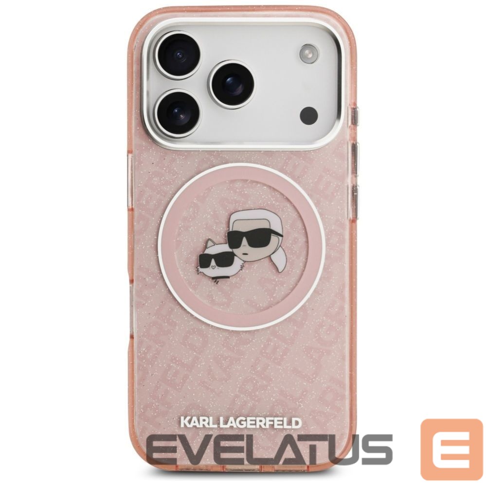 Другие товары Karl Lagerfeld Karl Lagerfeld IML Glitter Karl & Choupette Heads Logo MagSafe Case for iPhone 17 Pro - Pink