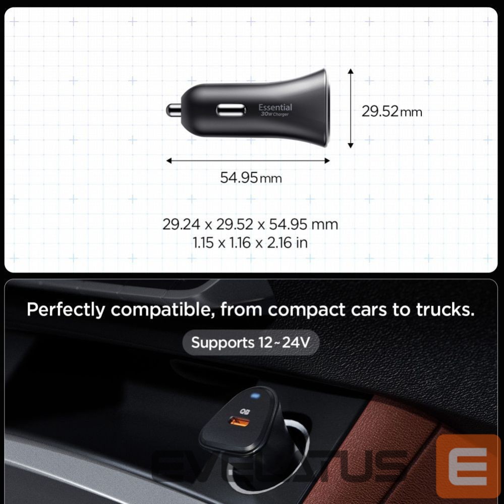 Другие товары Spigen Spigen Essential EV301 30W Car Charger - Black