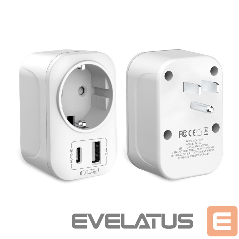 Другие товары Tech-Protect Tech-Protect TA100 US Adapter - White