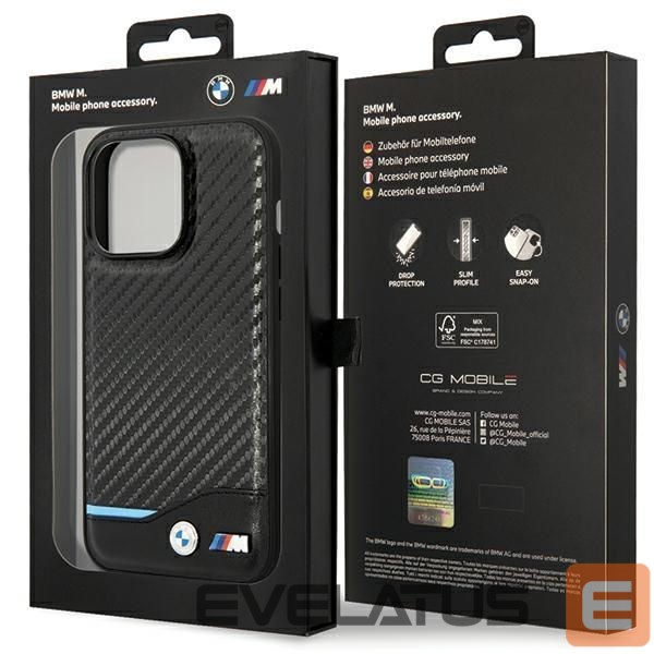 Другие товары BMW BMW Leather Carbon Case for iPhone 13 Pro Max - Black