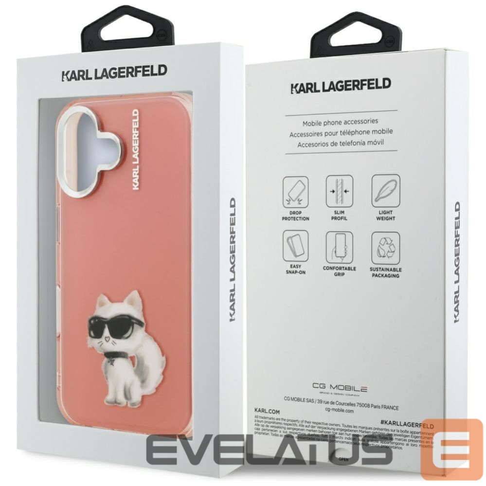 Другие товары Karl Lagerfeld Karl Lagerfeld IML Aquarelle Choupette & Logo iPhone 16 Case - Pink
