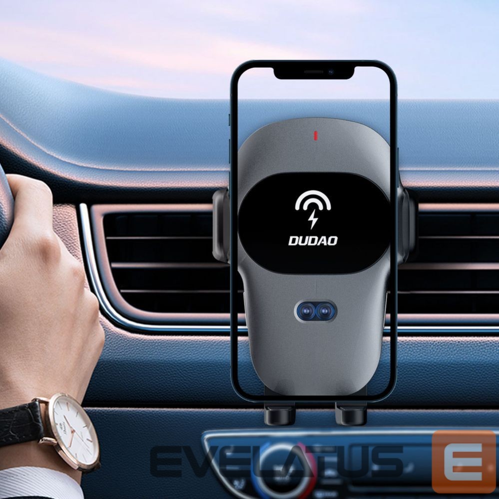 Авто держатель Dudao Dudao Automatic Car Holder with Built-in Qi 15W Wireless Charger Gray (F20xs)