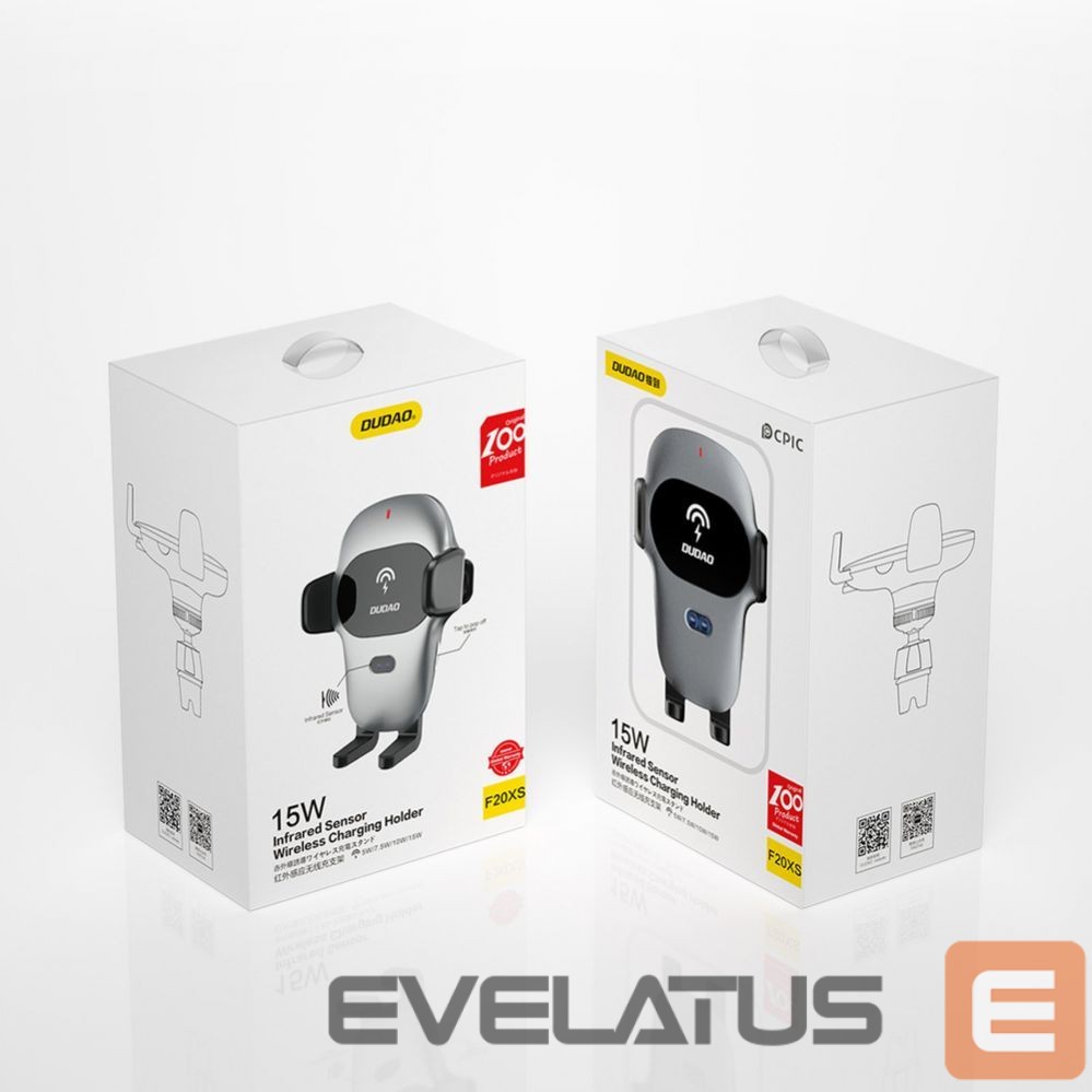 Авто держатель Dudao Dudao Automatic Car Holder with Built-in Qi 15W Wireless Charger Gray (F20xs)