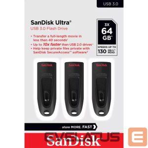 Флеш-накопитель SANDISK BY WESTERN DIGITAL  MEMORY DRIVE FLASH USB3 64GB/3PK SDCZ48-064G-G46T 