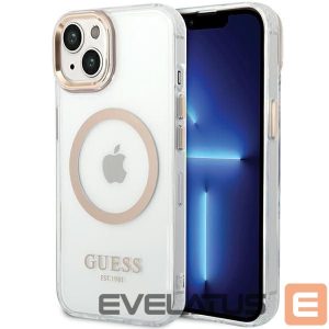Другие товары Guess  Guess Metal Outline MagSafe Case for iPhone 15 Plus / 14 Plus - Gold 