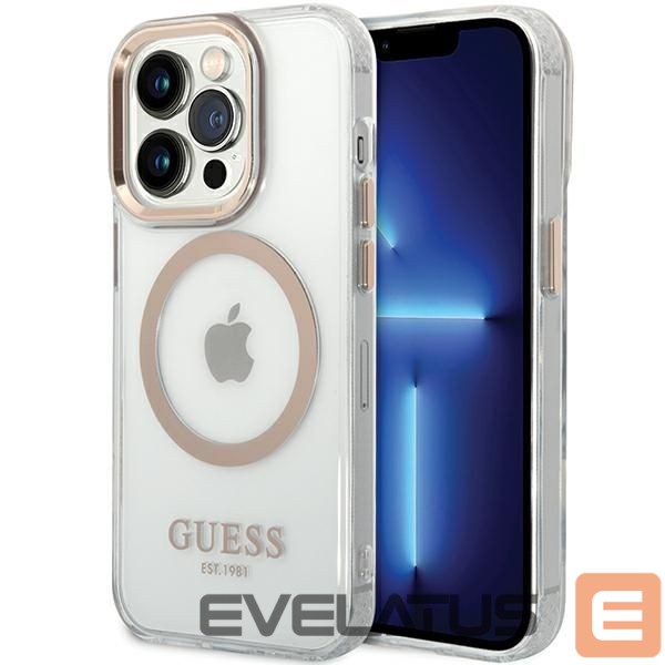 Другие товары Guess Guess Metal Outline Magsafe case for iPhone 15 / 14 / 13 - gold
