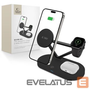 Другие товары Tech-Protect  Tech-Protect QI15W-A41 3in1 Wireless Charger with MagSafe for Apple Devices - Black 