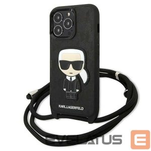Другие товары Karl Lagerfeld  Karl Lagerfeld Leather Monogram Patch and Cord Iconik Case for iPhone 13 Pro / 13 - Black 