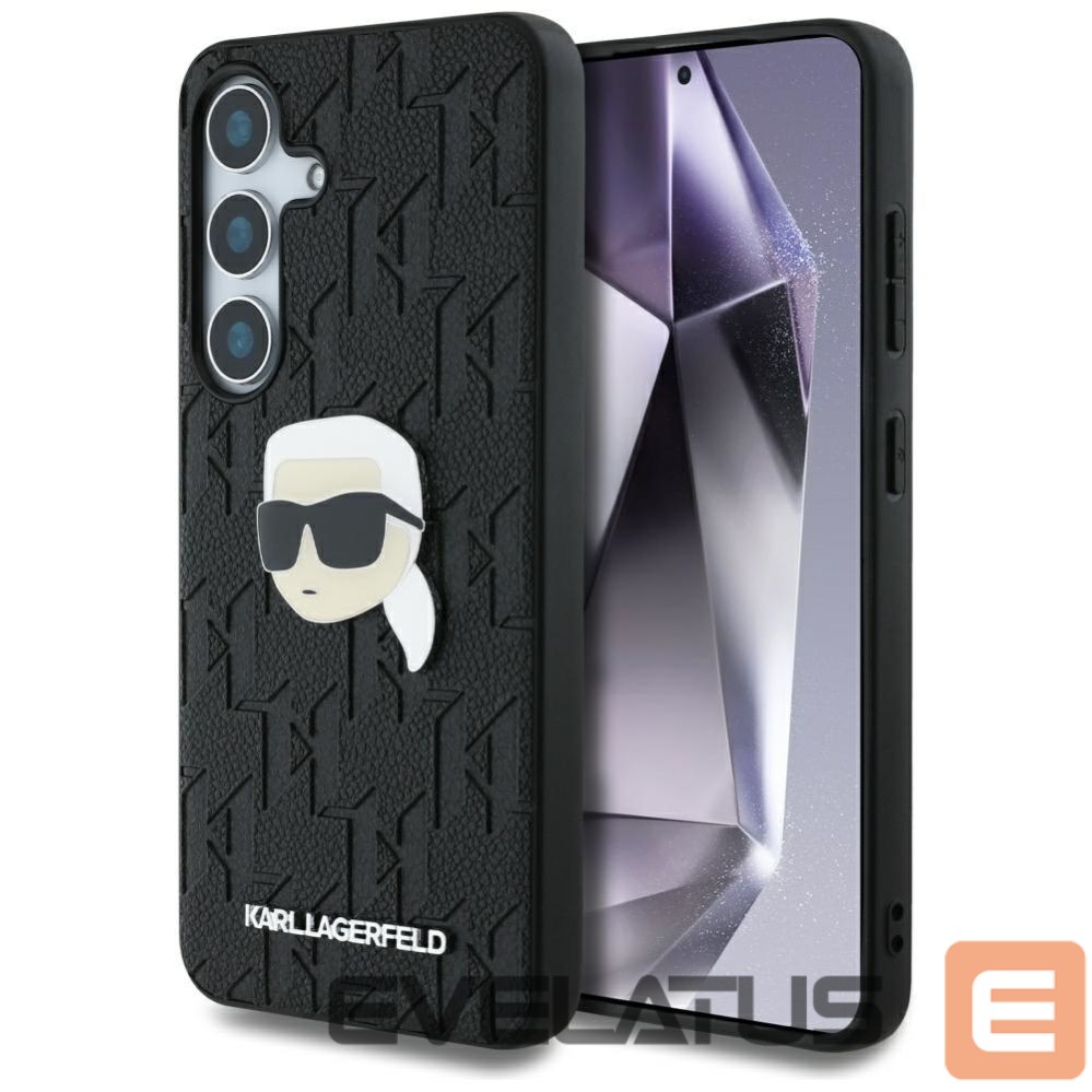 Другие товары Karl Lagerfeld Karl Lagerfeld Leather Monogram Pin Logo Karl Head Samsung Galaxy S25 Case Black