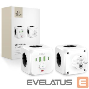 Другие товары Tech-Protect  Tech-Protect PCL3x4 Power Strip, 2x USB-A, 2x USB-C, 3x AC Type Schuko - White 