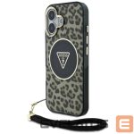 Другие товары Guess  Guess HC IML Leopard Triangle Cord Strap MagSafe iPhone 16 Case - Brown 