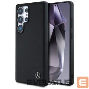 Другие товары Mercedes-Benz  Mercedes Leather Horizontal Debossed Curves MagSafe Case for Samsung Galaxy S25 Ultra - Black 