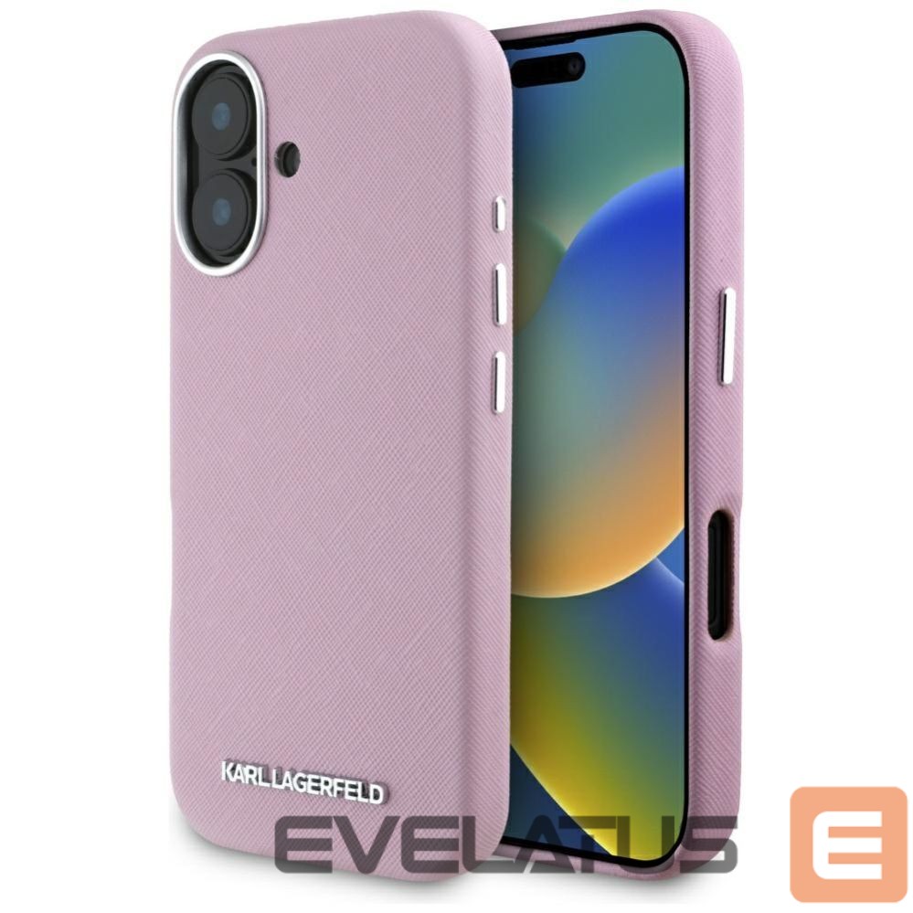 Другие товары Karl Lagerfeld Karl Lagerfeld Saffiano Full Wrapped Elongated Metal Logo MagSafe iPhone 16 Case - Pink