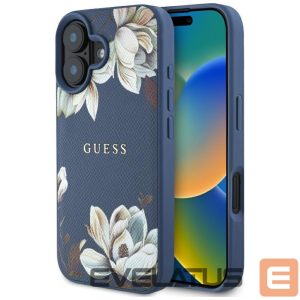 Другие товары Guess  Guess Grained Printed Flower Pattern MagSafe case for iPhone 16 blue 