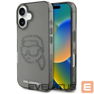 Другие товары Karl Lagerfeld  Karl Lagerfeld IML Rhinestones Karl Head Case for iPhone 16 Black 