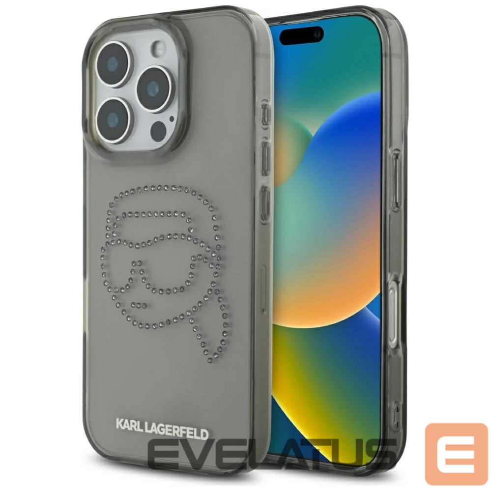 Другие товары Karl Lagerfeld Karl Lagerfeld IML Rhinestones Karl Head Case for iPhone 16 Pro Black