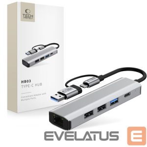 Другие товары Tech-Protect  Tech-Protect HB03 HUB Adapter 5in1 USB-C + USB2.0 + USB3.0 + RJ45 - gray 