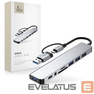 Другие товары Tech-Protect  Tech-Protect HB06 HUB Adapter 8in1 TYPE-C + USB2.0 + USB3.0 + SD/TF + AV3.5 - gray 