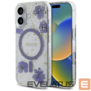 Другие товары Guess  Guess Resin Flowers Glitter MagSafe case for iPhone 16 - purple 
