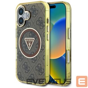 Другие товары Guess  Guess IML Metal Glitter 4G Circle Triangle MagSafe Case for iPhone 16 - Brown 