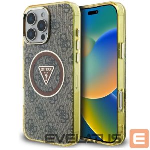 Другие товары Guess  Guess IML Metal Glitter 4G Circle Triangle MagSafe Case for iPhone 16 Pro - Brown 