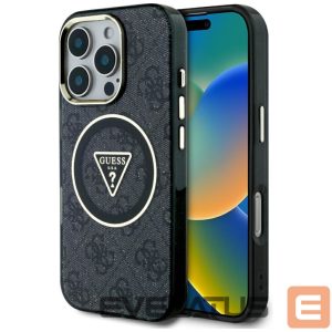 Другие товары Guess  Guess IML Metal Glitter 4G Circle Triangle MagSafe Case for iPhone 16 Pro - Black 